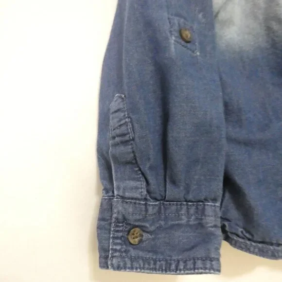 JOE FRESH - Toddler | 4 years | Ombre Denim Button-Up Casual Shirt | Pocket - Picture 6 of 15